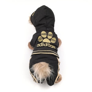 Dog fashion clothing adidog tracksuit with removable hoody