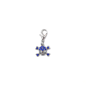 Blue skull charm accessory for dog collar