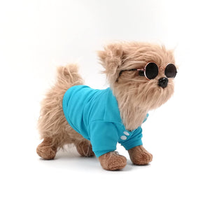 Cute Blue preppy dog golf shirt and dog fashion sunglasses