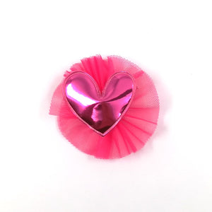 Dark Pink Heart Tutu Dog Hair Clip