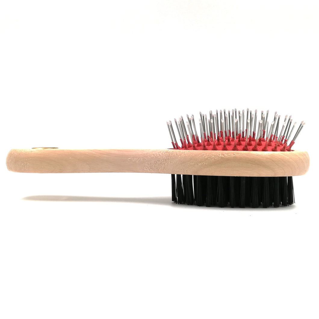 Two sided wooden handle brush