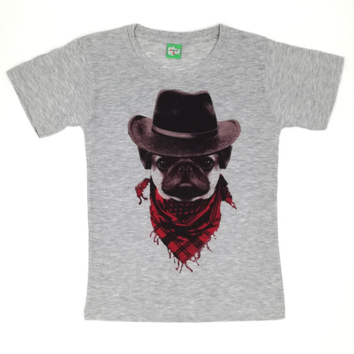 T-shirt with cute dog wearing a bandana and cowboy hat