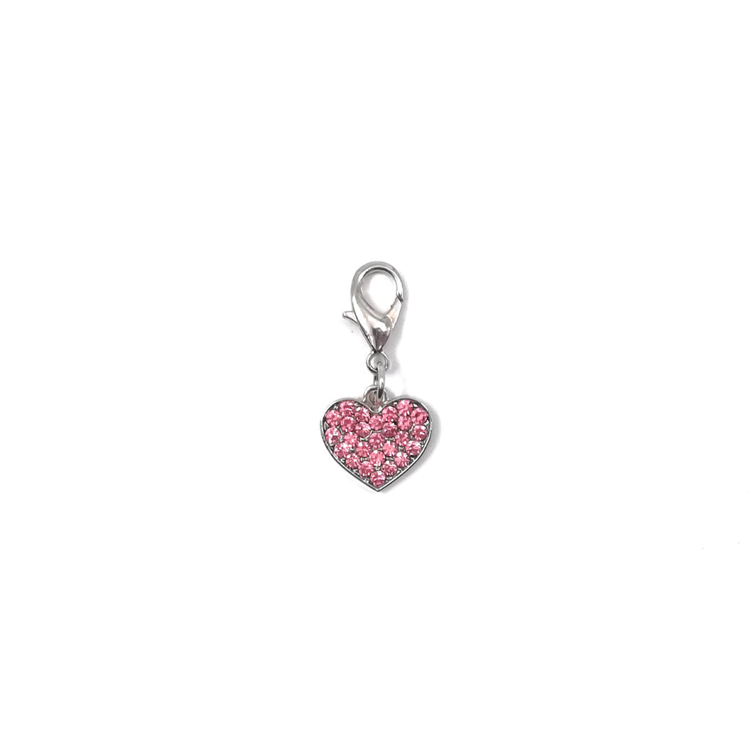 Pink heart charm dog collar accessory