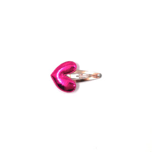 Pink Metallic Flat Heart Dog Hair Clip