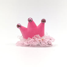 Load image into Gallery viewer, Spoiled dog pink crown hair accessory with lint detail