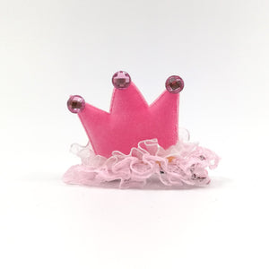 Spoiled dog pink crown hair accessory with lint detail