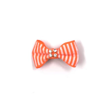 Load image into Gallery viewer, Orange and White Stripe Material Dog Hair Bow