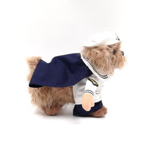 Load image into Gallery viewer, Side view of dog halloween sailor costume