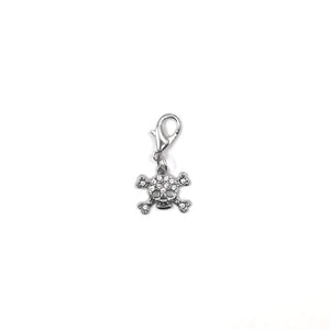 Silver and clear skull charm accessory for dog collar