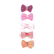 Load image into Gallery viewer, Stripe Material Dog Hair Bow in various colours