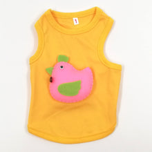 Load image into Gallery viewer, Yellow dog clothing with pink stuffed bird detail