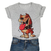 Load image into Gallery viewer, Fashionable grey dog mom t-shirt with printed dog