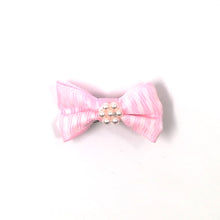 Load image into Gallery viewer, Light Pink Stripe Material Dog Hair Bow