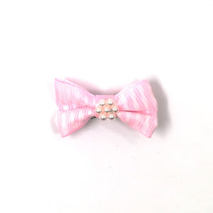 Light Pink Stripe Material Dog Hair Bow